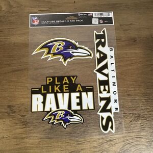 Baltimore Ravens NFL‎ Multi Use Decal 3 Fan Pack WinCraft Stickers New